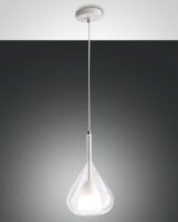 Pendelleuchte Glas Metall E27 Wei&szlig; &Oslash;20 cm rund