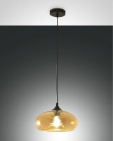 Pendelleuchte Bernstein E27 Glas rund Ø27 cm Schwarz
