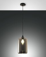 Pendelleuchte Rauchglas E27 blendarm Ø18 cm Schwarz