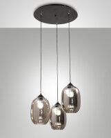 Hängelampe Rauchglas E27 Schwarz L:58 cm dekorativ