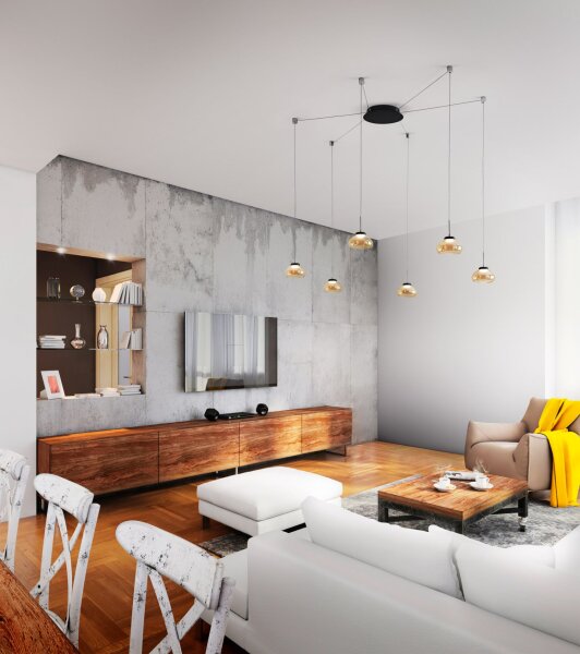 LED Pendelleuchte Bernstein 3000K Glas Schwarz L:700 cm