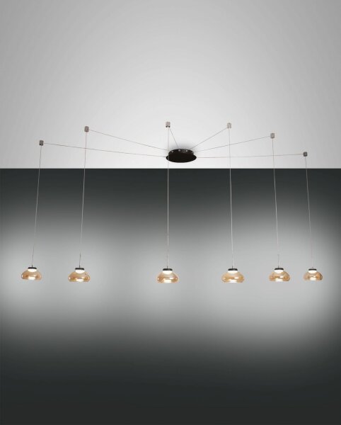 LED Pendelleuchte Bernstein 3000K Glas Schwarz L:700 cm