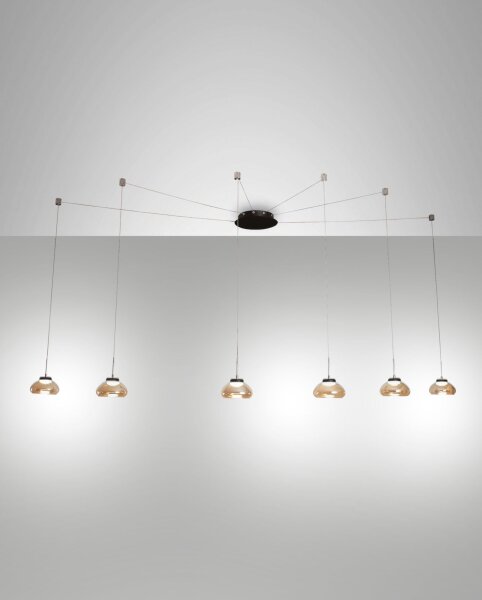 LED Hängelampe Bernstein 3000K Glas Schwarz L:700 cm