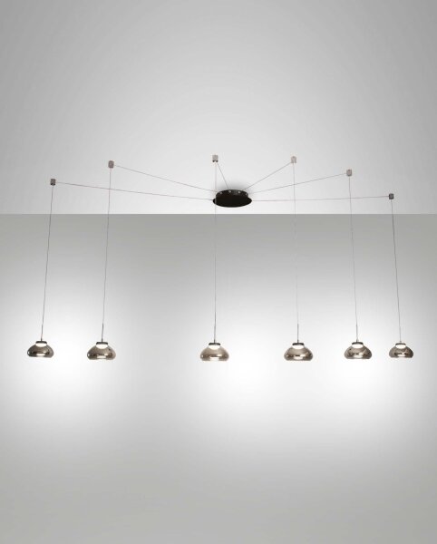 LED Hängelampe Rauchglas 3000K Schwarz L:700 cm