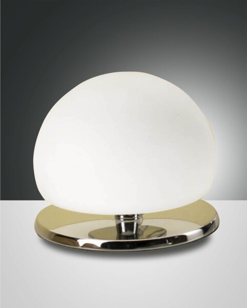 Tischleuchte Chrom G9 Glas Weiß H:13 cm dimmbar