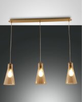 H&auml;ngelampe Bernstein E27 Glas Metall L:83 cm dimmbar