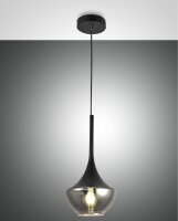 Pendelleuchte Rauchglas E27 blendarm Ø20 cm Schwarz