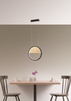 LED Pendelleuchte Holz Metall 3000K Schwarz L:40 cm