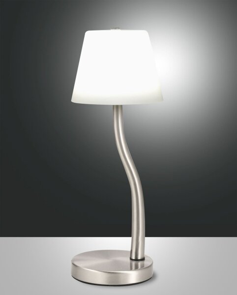 LED Tischleuchte Glas 3000K Weiß Nickel H:32,5 cm