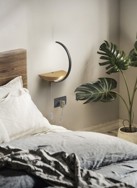 LED Wandleuchte Holz 3000K Schwarz dimmbar schwenkbar