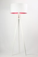 Lampadaire Blanc Rose Bois 140cm R&eacute;tro Salon