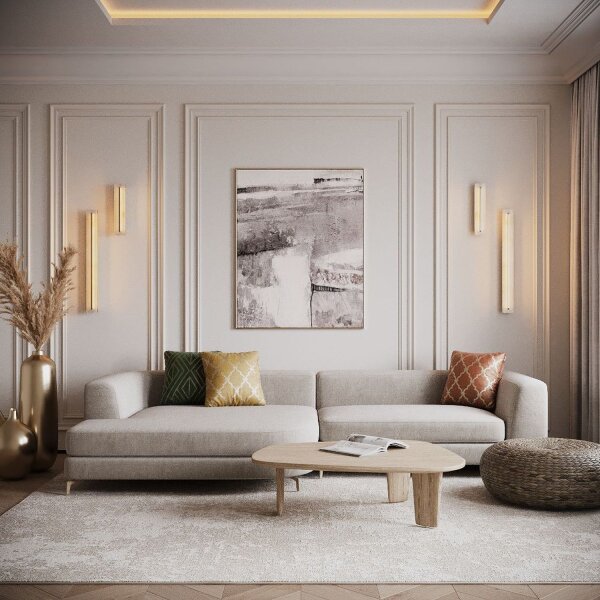 LED Wandlampe Alabaster Glas B:80 cm 3000 K indirekt