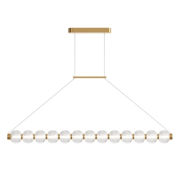 Große LED Pendelleuchte Metall Glas Gold 110 cm 3000 K