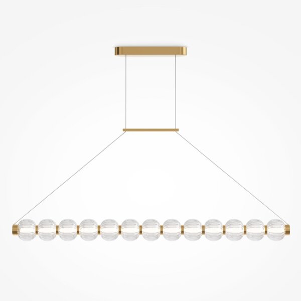 Große LED Pendelleuchte Metall Glas Gold 110 cm 3000 K
