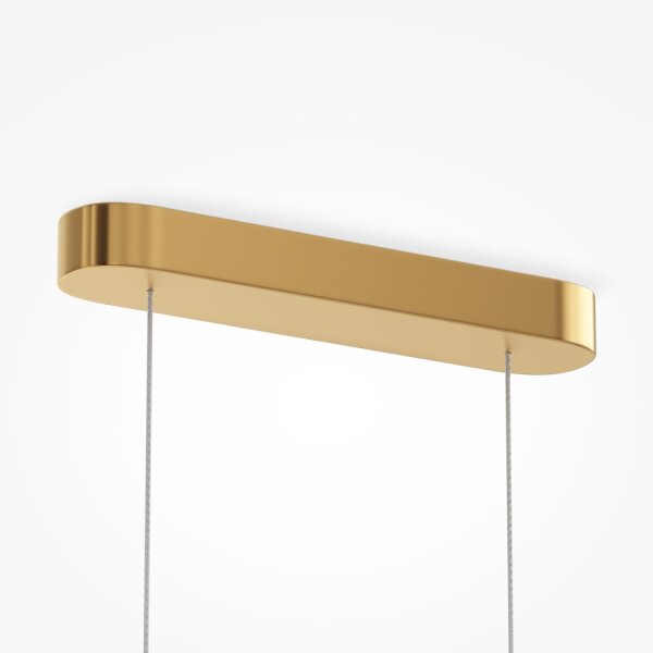 Große LED Pendelleuchte Metall Glas Gold 110 cm 3000 K