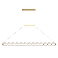 Große LED Pendelleuchte Metall Glas Gold 110 cm 3000 K