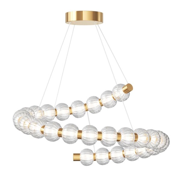 LED Hängelampe Metall Glas Gold Ø80 cm 3000 K Spirale