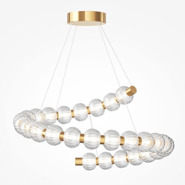 LED Hängelampe Metall Glas Gold Ø80 cm 3000 K Spirale