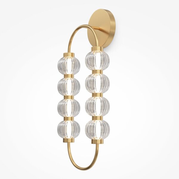 LED Wandlampe Glas Metall in Gold H:60,6 cm 16 W 3000 K