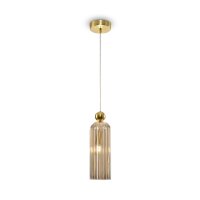 Pendelleuchte Glas Metall Cognac Gold rund Ø10 cm E14