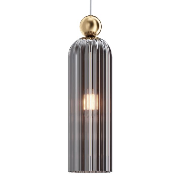 Runde Pendelleuchte E14 Glas Metall Grau Gold Ø10 cm
