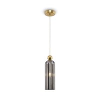 Runde Pendelleuchte E14 Glas Metall Grau Gold Ø10 cm