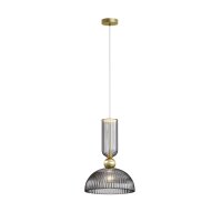 Runde Pendelleuchte E27 Glas Metall Grau Gold Ø30 cm
