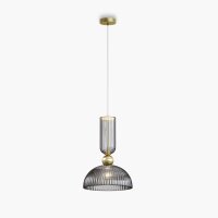 Runde Pendelleuchte E27 Glas Metall Grau Gold Ø30 cm