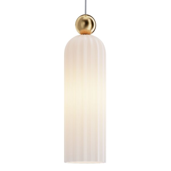 Runde Hängelampe E14 Glas Metall Weiß Gold Ø10 cm