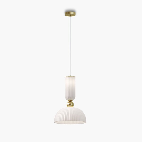 Blendarme Hängelampe Glas Gold Weiß E27 Ø30 cm rund
