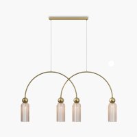 Pendelleuchte Glas Metall Cognac Gold 110 cm lang E14