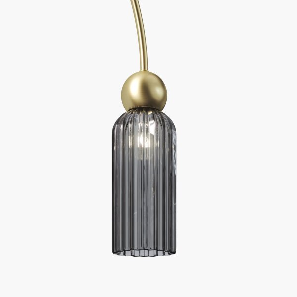 Hängelampe Glas Metall Grau Gold 110 cm lang E14 Modern