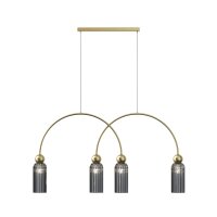Hängelampe Glas Metall Grau Gold 110 cm lang E14 Modern
