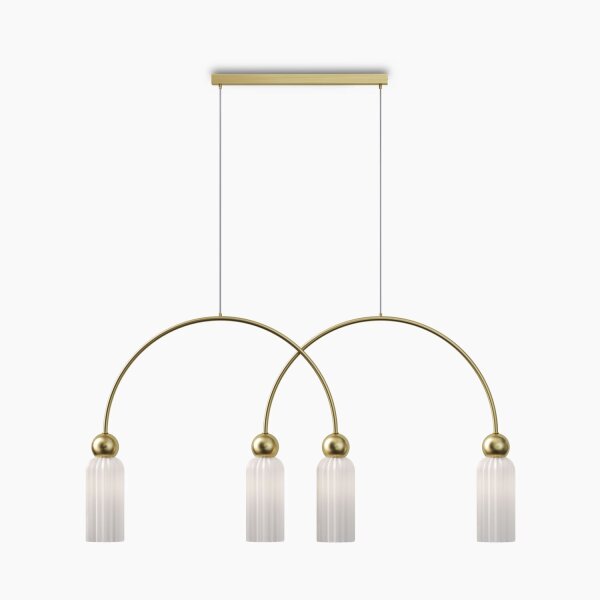 Hängelampe Glas Weiß Gold 110 cm 4-flammig E14 blendarm