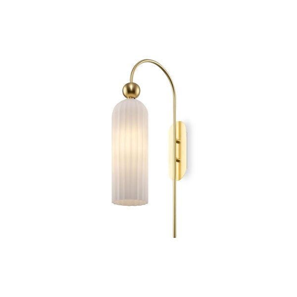 Wandlampe Glas Metall Gold Weiß H:53,5 cm E14 blendarm
