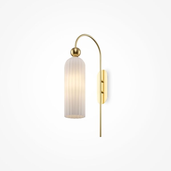Wandlampe Glas Metall Gold Weiß H:53,5 cm E14 blendarm