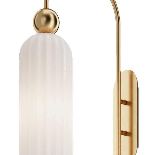 Wandlampe Glas Metall Gold Weiß H:53,5 cm E14 blendarm
