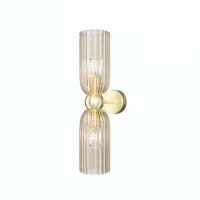 Wandlampe Metall Glas Gold Cognac H:43,5 cm E14 Up Down