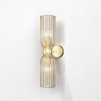 Wandlampe Metall Glas Gold Cognac H:43,5 cm E14 Up Down