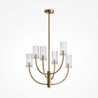 Kronleuchter Glas Metall 6-flammig L:61 cm G9 Messing