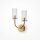 Wandleuchte Glas Metall in Messing H:38 cm 2-flammig