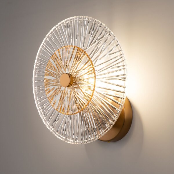 Moderne Wandlampe Glas Metall Bernstein Gold Ø28 cm E14
