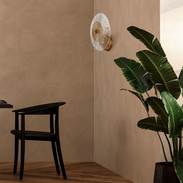 Moderne Wandlampe Glas Metall Bernstein Gold Ø28 cm E14