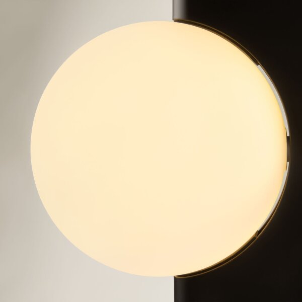 Wandlampe Glas Metall Schwarz H:30 cm G9 Kugel Modern