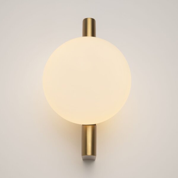Wandlampe Glas Metall Messing H:30 cm G9 Kugel Modern