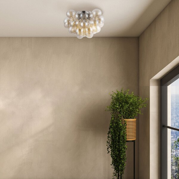 Deckenleuchte Glas Cognac Nickel B:50 cm G9 blendarm