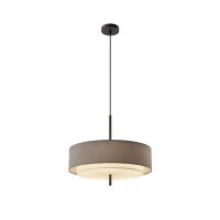 Runde H&auml;ngelampe Stoff Graphit Wei&szlig; &Oslash;50 cm E27 5-flmg