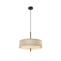 Runde H&auml;ngelampe Stoff Grau Wei&szlig; &Oslash;50 cm E27 5-flammig
