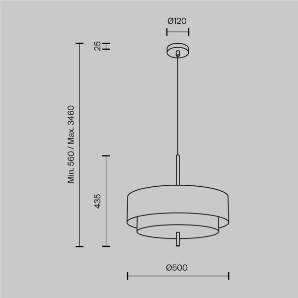 Runde Hängelampe Stoff Weiß Schwarz Ø50 cm E27 5-flmg