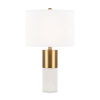 Elegante Tischlampe Stoff Metall Weiß Messing E27...